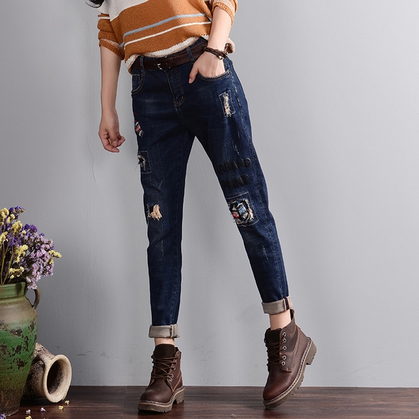 Ежедневни дамски дънки в няколко модела - тип - широки