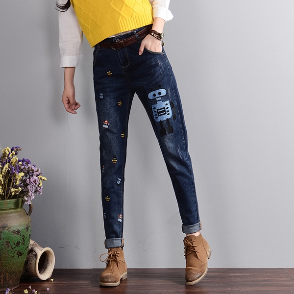 Ежедневни дамски дънки в няколко модела - тип - широки