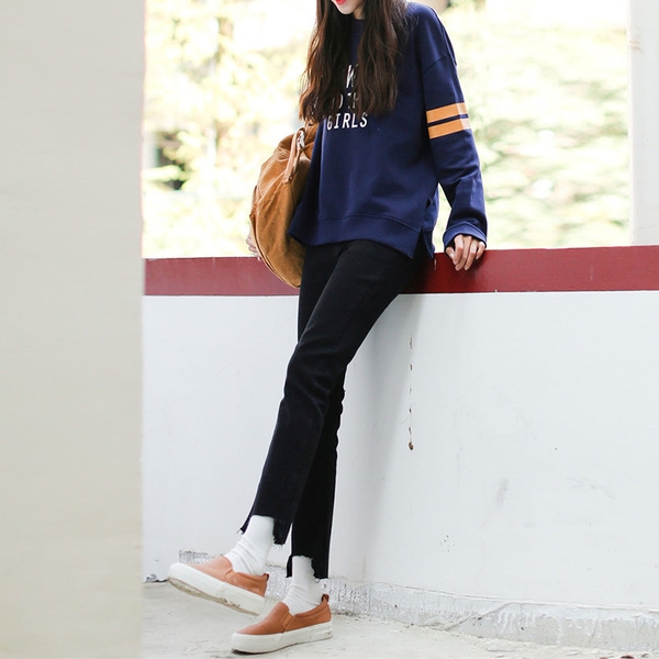 Дамски изчистени дънки тип Boyfriend в черен и син цвят с висока талия