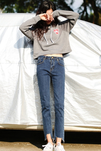 Дамски изчистени дънки тип Boyfriend в черен и син цвят с висока талия