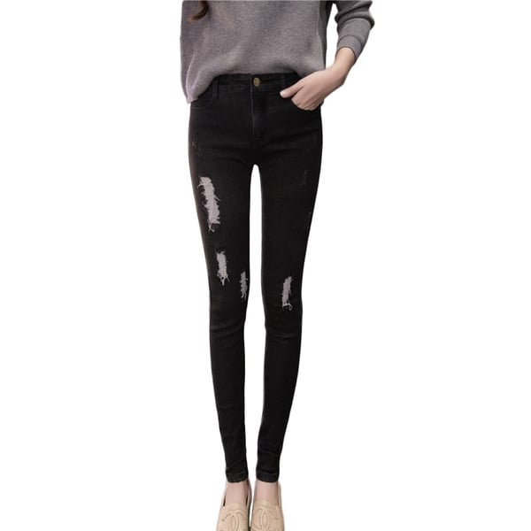 Дамски черни дънки тип Слим 