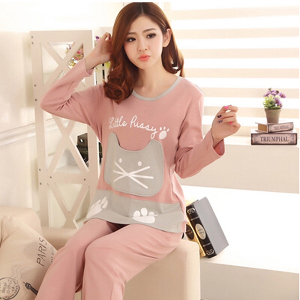 Дамски дълги пижами в свежи цветове - памучни. 