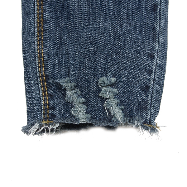 Дамско дънки с висока талия тип Слим в син цвят, 