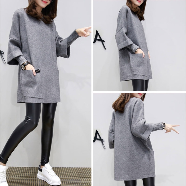 Дамска плътна туника в сив и розов цвят