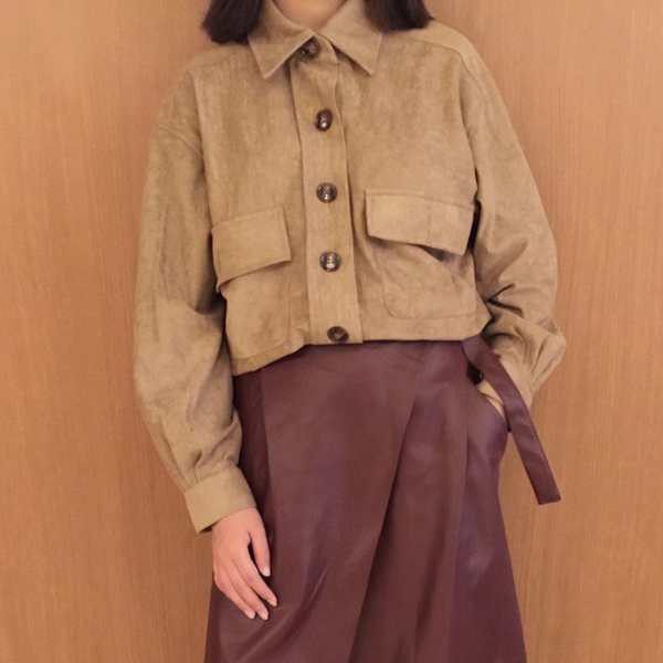 Зимна дамска риза в кафяв и тъмносив цвят