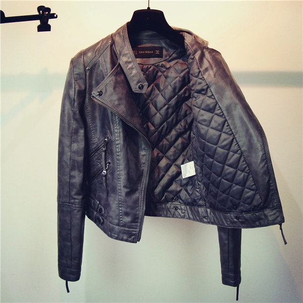 Дамско кожено стилно яке в 2 модела - за пролетта и есента и зимен модел, в черен, розов и тъмносив цвят