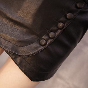 Οι γυναίκες δερμάτινα παντελόνια τύπου φούστα - μαύρο.