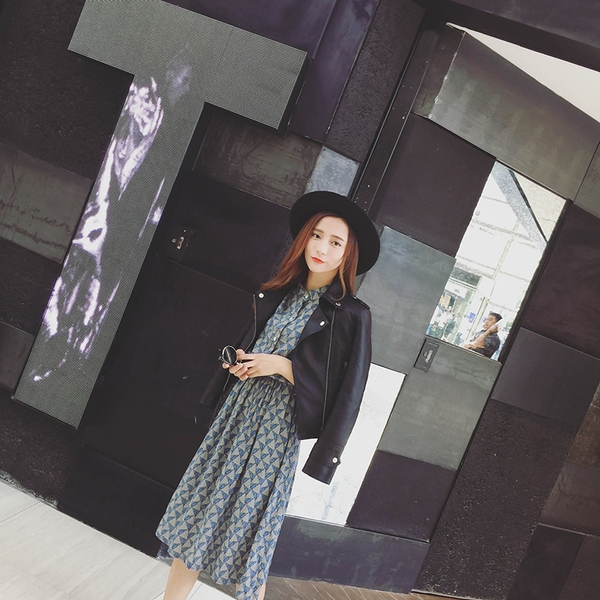 Слим кожено яке за жени в класически черен цвят