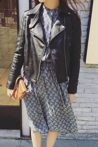 Слим кожено яке за жени в класически черен цвят