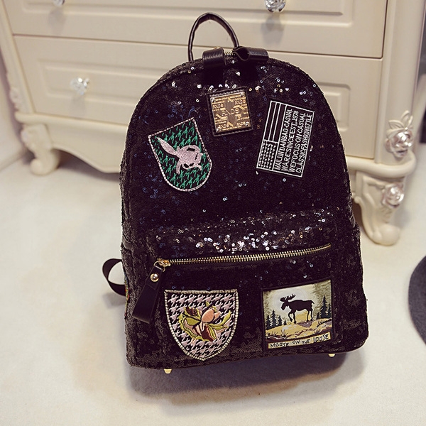 Дамска уникална блестяща раница с  пайети: Сребриста, Розова, Черна