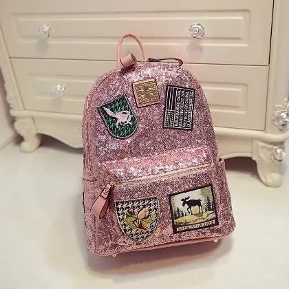 Дамска уникална блестяща раница с  пайети: Сребриста, Розова, Черна