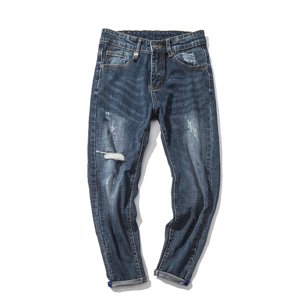 Οι άνδρες σκισμένα τζιν τύπου Slim σκούρο μπλε