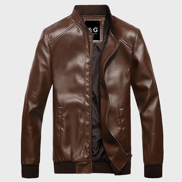 Мъжки кожени якета с изрязана яка в в 9 цвята.