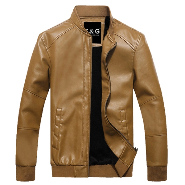 Мъжки кожени якета с изрязана яка в в 9 цвята.