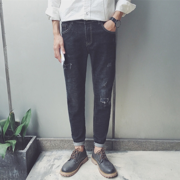 τζιν κομψή ανδρών τύπο Slim διχασμένη σε ένα σκοτεινό χρώμα