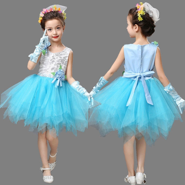 Παιδική καλοκαιρινό εντυπωσιακό μπλε μοβ ροζ κίτρινο φούξια φόρεμα για την παραλία και την καθημερινή ζωή