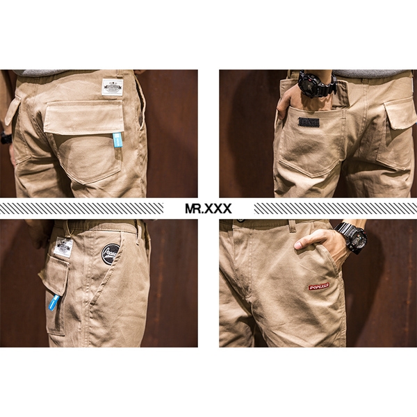 Το φθινόπωρο-χειμώνα ανδρικά παντελόνια με πολλές τσέπες σε τέσσερα χρώματα.