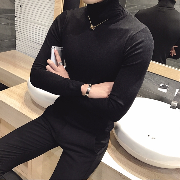 Тънък мъжки пуловер поло тип Слим