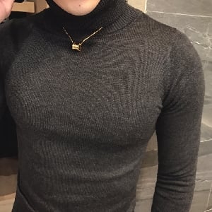 Тънък мъжки пуловер поло тип Слим
