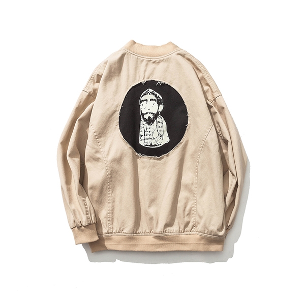 Αθλητικό μπουφάν μπέιζμπολ για άνδρες  σε μπεζ και μαύρο χρώμα