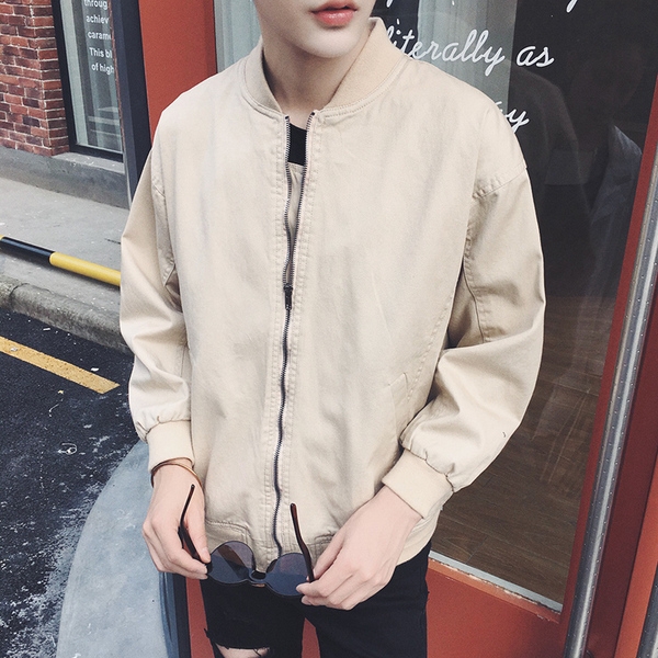 Αθλητικό μπουφάν μπέιζμπολ για άνδρες  σε μπεζ και μαύρο χρώμα