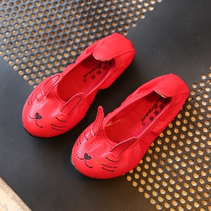 Детски пролетни ежедневни и удобни обувки за момичета червени и черни с ушички
