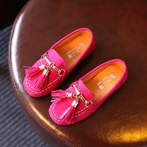 Детски ежедневни обувки за момичета тип мокасини в няколко цвята зелен, кафяв и розов пролетни и есенни