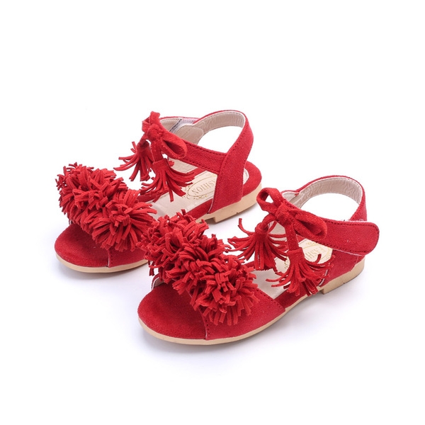 το καλοκαίρι κόκκινο και μαύρο σανδάλια των παιδιών για τα κορίτσια