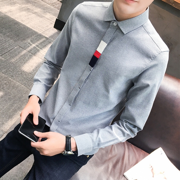 Λεπτά ανδρικά πουκάμισα  - λευκό και γκρι χρώμα