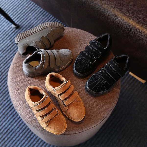 Детски маратонки с лепки за момичета и момчета черни, кафяви и сиви пролетни и есенни 