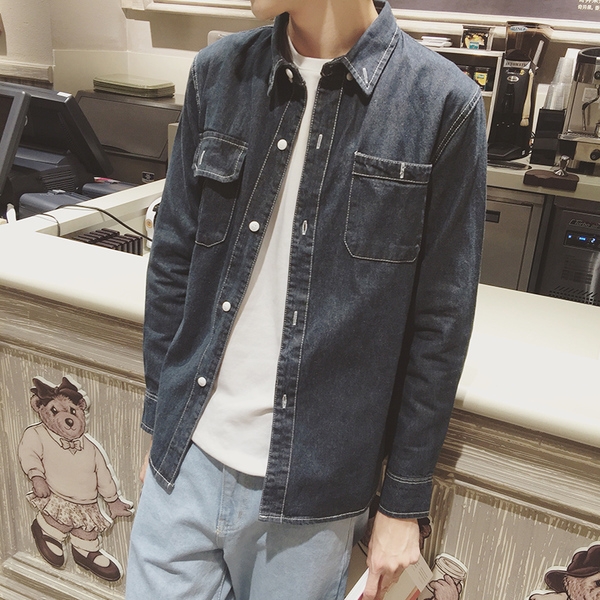 Αθλητικό ανδρικό πουκάμισο σε μπλε και γκρι χρώμα