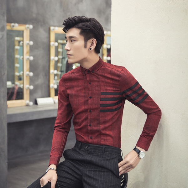 Επίσημο ανδρικό πουκάμισο  σε γκρι, σκούρο γκρι - Slim μοντέλο