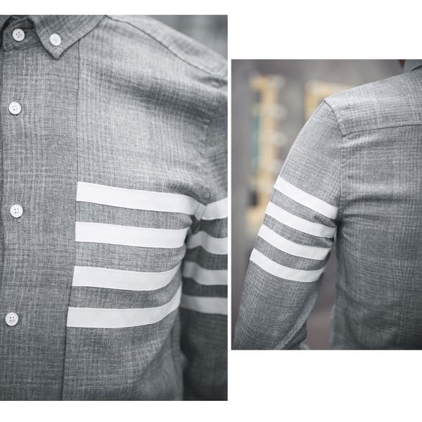 Επίσημο ανδρικό πουκάμισο  σε γκρι, σκούρο γκρι - Slim μοντέλο