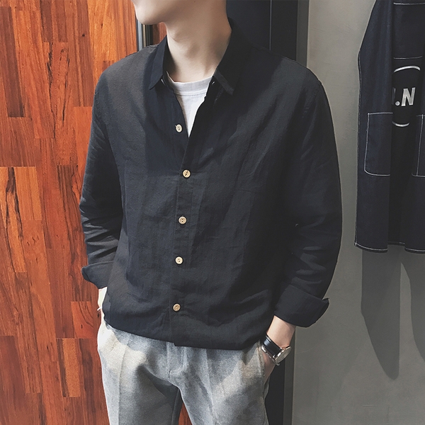 Спортно-елегантна мъжка риза в черен, бял, сив и син цвят