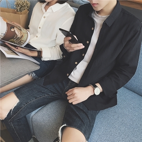 Спортно-елегантна мъжка риза в черен, бял, сив и син цвят