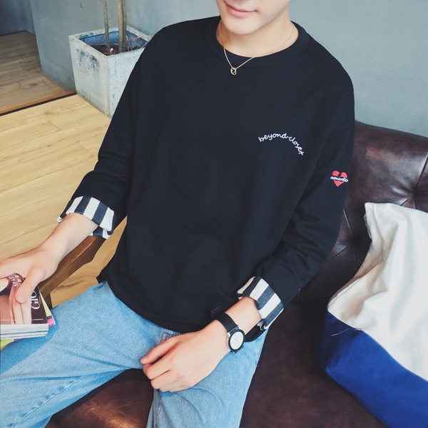 Широка мъжка блуза - дълга с О-образна яка