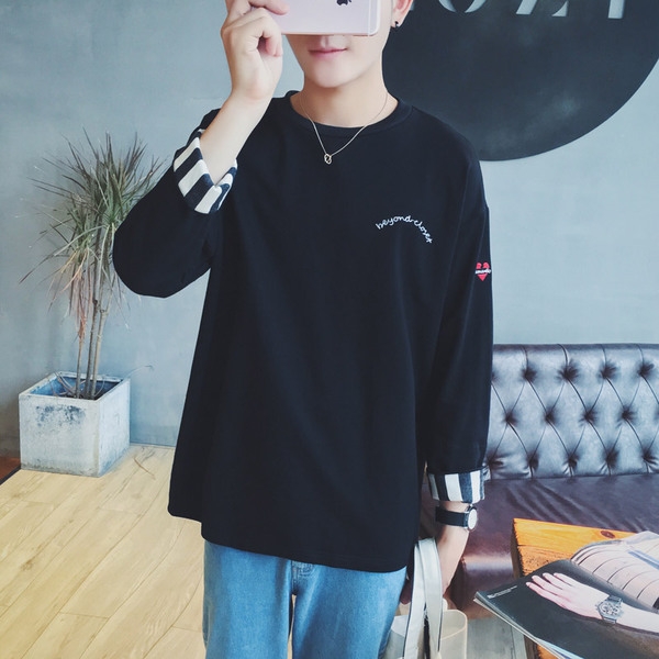 Широка мъжка блуза - дълга с О-образна яка