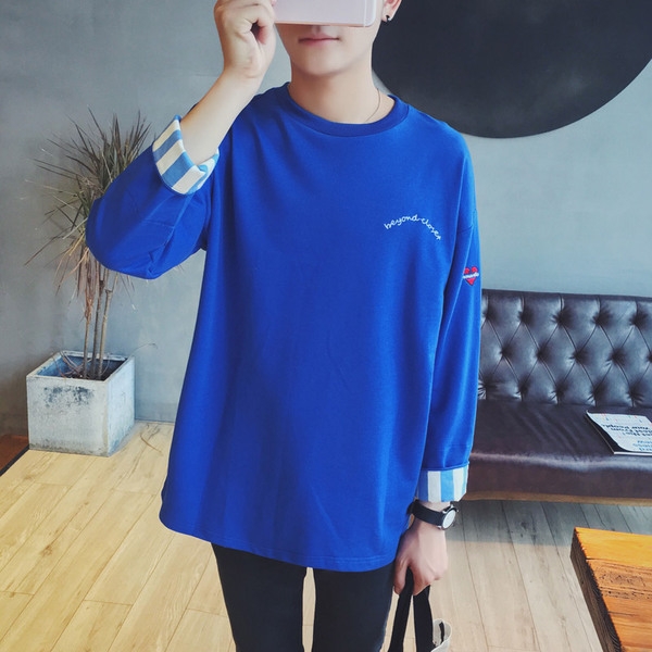 Широка мъжка блуза - дълга с О-образна яка