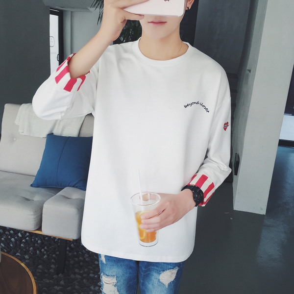 Широка мъжка блуза - дълга с О-образна яка