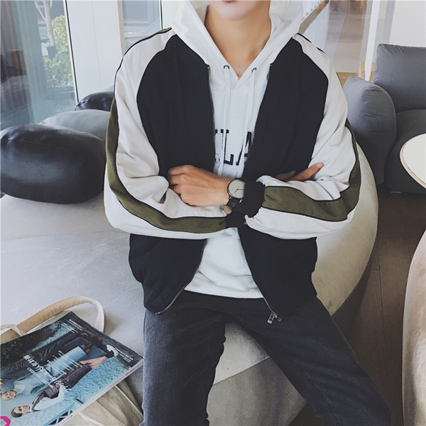 Αθλητικό μπουφάν για άντρες σε ευρύ μοτίβο, διαφανές σε μαύρο και γκρι χρώμα