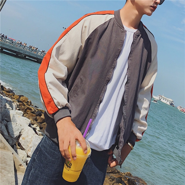 Αθλητικό μπουφάν για άντρες σε ευρύ μοτίβο, διαφανές σε μαύρο και γκρι χρώμα