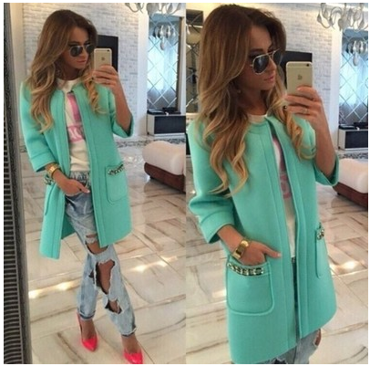 Дамско пролетно-есенно палто в три цвята: Розов, Жълт, Син