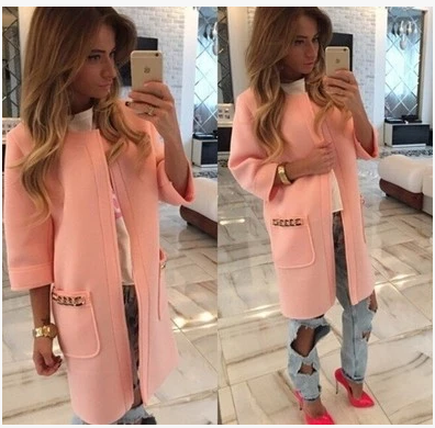 Дамско пролетно-есенно палто в три цвята: Розов, Жълт, Син