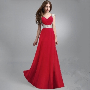 Дамски летни дълги вечерни официални шифонени рокли в три цвята червени, сини, розови
