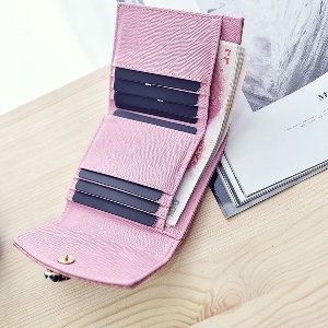 Дамски малък портфейл в розов син и черен цвят