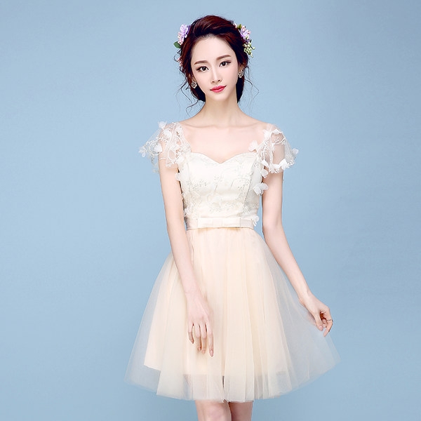 Κυρίες επίσημο φόρεμα σαμπάνια Hit πολλά μοντέλα και σχέδια με τα στοιχεία της δαντέλας