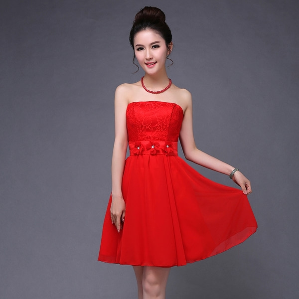 Дамски червени рокли за официални поводи пролет, лято, есен и зима с елементи от дантела дизайни с дълъг и без ръкав