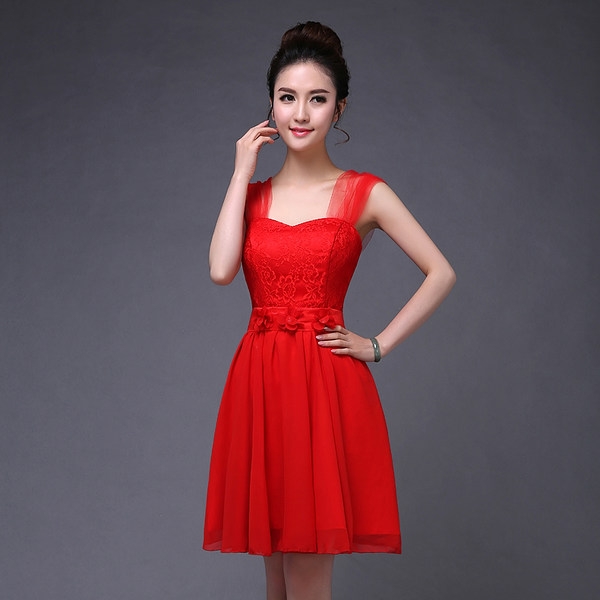 Дамски червени рокли за официални поводи пролет, лято, есен и зима с елементи от дантела дизайни с дълъг и без ръкав