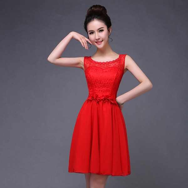 Дамски червени рокли за официални поводи пролет, лято, есен и зима с елементи от дантела дизайни с дълъг и без ръкав