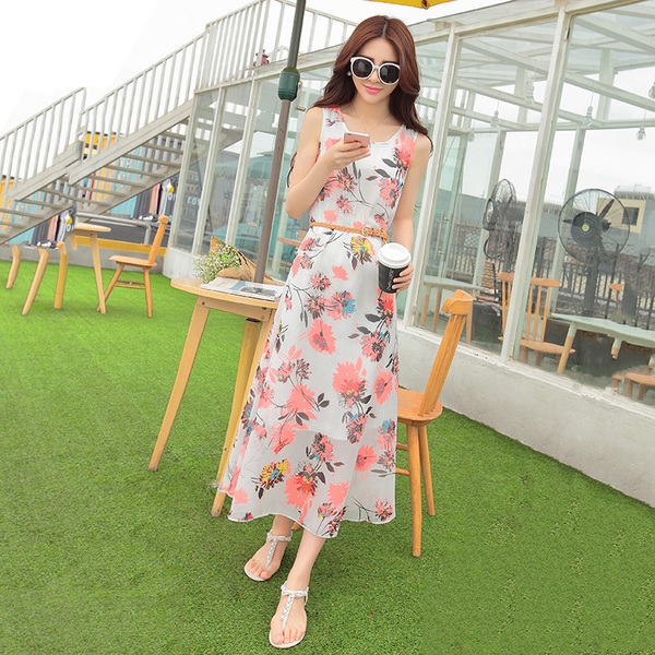 Κυρίες καλοκαίρι σιφόν φόρεμα με floral μοτίβα - 3 μοντέλα